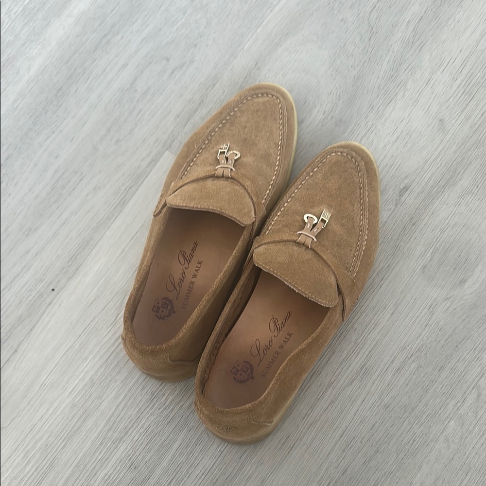 Loro Piana Tan Suede Summer Walk Loafers